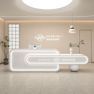 LUX Modern Office Furniture Front <b>Desk</b> Customizable Colors SPA Barbers Beauty <b>Salon</b> Suitable Reception <b>Desk</b> - Product Image 3