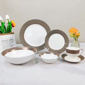 69Pcs White Dinner Set Ceramic Crockery Porcelain New Bone China Tableware Dinnerware Sets Porcelain Plates
