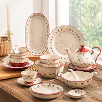 Service de table en céramique, bols et assiettes à motif de fruits, bol et pot en céramique, service de table