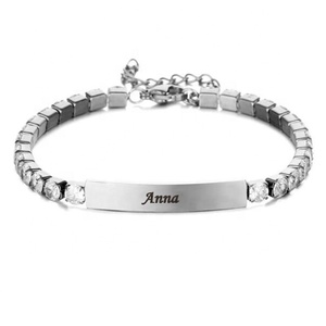Yiwu Aceon catena a maglie <span class=keywords><strong>di</strong></span> diamanti in acciaio inossidabile gioielli da sposa per donna <span class=keywords><strong>bracciale</strong></span> personalizzato personalizzato personalizzato in pietra da Bar - Product Image 2