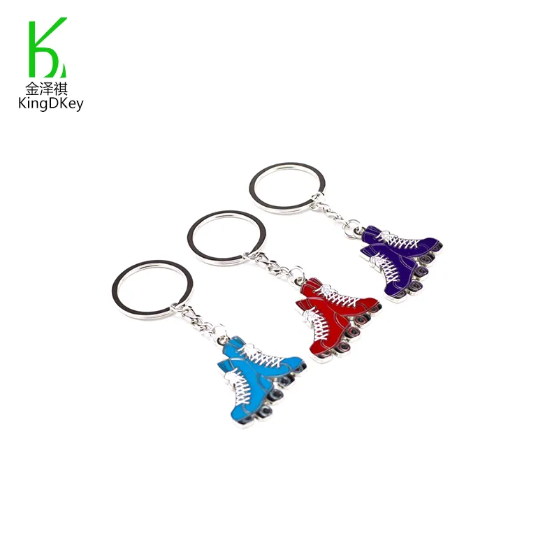 Keychain Quotes Coloring Metal Roller Skates Shape Shoe Keychain For Promotional Keyring Gift