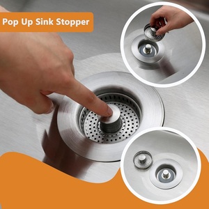 TEMU E-commerce Hot Sell 3-In-1 All Metal Stainless Steel Modern Pop-Up <strong>Sink</strong> <strong>Plug</strong> Odor Filter Anti-Clogging Kitchen <strong>Sink</strong> - Product Image 5