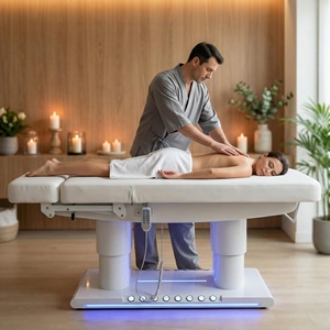 Table <span class=keywords><strong>de</strong></span> massage et <span class=keywords><strong>de</strong></span> beauté électrique chauffante, blanche, silencieuse, avec 2 bases stables, 3 ou 4 moteurs et réglage multi-angles - Product Image 6