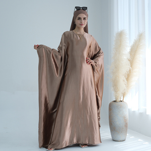 Vestido largo arrugado de satén con manga de mariposa Ramadan Eid cinturón interior vestidos de fiesta brillantes Dubai Turquía Kaftan ropa islámica vestido - Product Image 2
