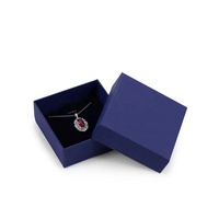 Boîtes à bijoux en carton recyclable de couleur bleu foncé, avec finition brillante, revêtement UV, couvercle et base personnalisables, prix de gros