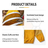 Veste d'apiculture respirante à 3 couches, ventilée, protection demi-corps avec voile amovible
