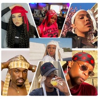 Vente en gros de quantité minimale de commande bas Durag en soie de couleur unie Bonnets pour cheveux en satin doux respirant Durag pour hommes