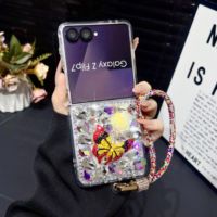 Funda para Teléfono con Lazo de Diamantes y Cadena, Envío Gratis para Samsung Fold 8 7 6, Envío Gratis para Samsung Z Flip 7 6 5 con Brillantina
