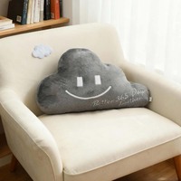 Nouveauté Oreillers en peluche nuage gris ultra doux en flanelle avec broderie sourire, coussin confortable, décoration d'intérieur