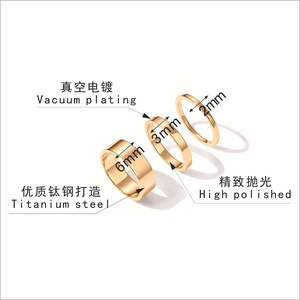 Vente en gros de bijoux Offre Spéciale tendance en acier inoxydable plaqué or 18 carats, ensembles de bagues de 3 pièces, bagues empilées en cercle simple pour femmes - Product Image 6