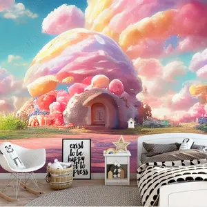 Girls Pink Cartoon Romantic Wallpaper Decor Kids living room bedroom for 3d wallpapers