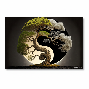 Elegant Yin Yang Tree Canvas Print: Japanese Glass Art Decor,<b>WRAPPED</b> CANVAS - Product Image 2