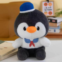 Peluche pingouin mignonne et douce de style marine, petite poupée pingouin en peluche avec nœud rouge, figurine de collection à thème fille