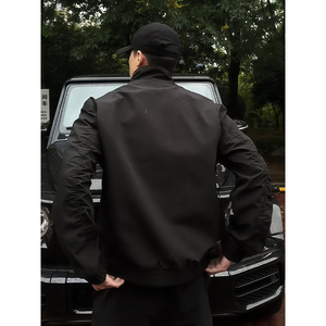 Chaqueta de Motociclista Estilo Americano para Hombre, Chaqueta de Trabajo de Corte Ajustado para Otoño, Cuello Alto, <span class=keywords><strong>Tres</strong></span> Protecciones, Informal para Exteriores, con Cierre Frontal - Product Image 5