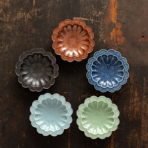 Assiette à dessert en céramique de style chinois, forme de fleur, en porcelaine, pour salon de thé, plateau à fruits, rétro, inspiré du Zen, plat à collation pour la maison - Product Image 3