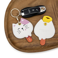 Porte-clés en cuir en forme de crème glacée animale, motif dessin animé amusant, breloque pour clé de voiture, pendentif de sac pour couples, vente en gros