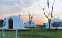 Dôme de luxe personnalisé pour hôtel en plein air, maison en acier et PVC, tente de glamping préfabriquée, igloo, dôme géodésique en verre