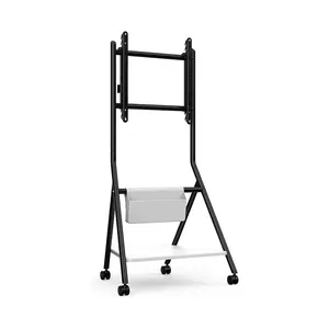 Modern Rolling Heavy-Duty TV Stand Mobile Height Adjustable TV Trolley Cart with Wheels for 55- 86 inch LCD