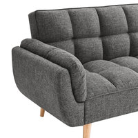 Sofá Cama Futón Tapizado en Lino con Patas de Madera, Sofá Convertible con Respaldo Ajustable, Sofá Tufted de 3 Plazas, Venta al Por Mayor