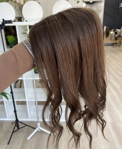 Kingdom - Topper <span class=keywords><strong>de</strong></span> Cabello Humano Virgen 100% <span class=keywords><strong>con</strong></span> Monofilamento, Clip para Fijar, Tonos Marrones, Cobertura <span class=keywords><strong>de</strong></span> Corona para Mujeres <span class=keywords><strong>con</strong></span> Pérdida <span class=keywords><strong>de</strong></span> Cabello - Product Image 3