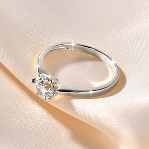 Anillos de Moissanita con Corte Redondo, Color D, VVS1, Certificado GRA, 0.55 ct, Solitario, Cobre, Chapado en Oro de 14K, Joyería para Uso Diario de Mujer - Product Image 2