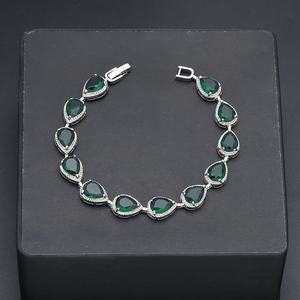 Jxx 18K Gold Plating Tennis Chain Bracelet for Women Trendy Brass Colored Zirconia Tear Drop Crystal Tennis Bracelet for Bridal - Product Image 3