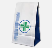 Sacs en papier kraft blancs SOS pour médicaments sans poignées Compteur de pharmacie taille avec logo imprimé personnalisé