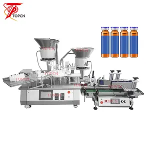 TOPCN Fully Automatic Small Scale Monoblock Vial Bottle Filling Dosing Stopper Capping and Sealing Machine
