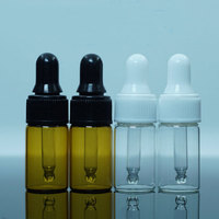 Bouteille Compte-Gouttes en Verre Mini Ambré Transparent de 1ml à 5ml, Prête à l'Expédition, pour Huiles Essentielles et Échantillons de Voyage