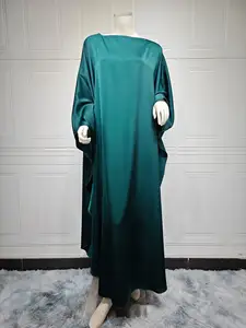 2024 Latest Design Wholesale EID Ramadan Modest Turkey Islamic Waisted Batwing Sleeve Abaya Satin Women Muslim Dress Dubai Abaya