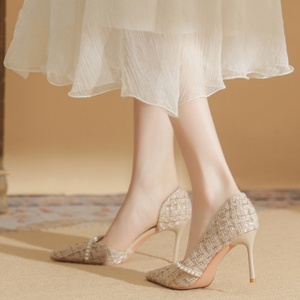 Zapatos de tacón alto con perlas, sexys y exquisitos, zapatos de tacón alto con punta para boda, siempre atemporales - Product Image 2