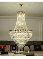Lustre de luxe à hauteur réglable grande lampe suspendue intérieure en cristal creux pour villa salon et escalier