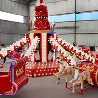 Manège unique sur le thème des luges de Noël, équipé de lumières LED, avec avion autoportant et manège rotatif