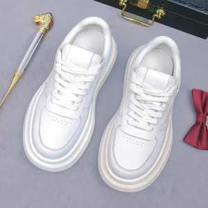 Zapatos Casuales Deportivos de Cuero Genuino para Hombre, Zapatos Blancos de Piel de Vaca, Modernos, con Suela Gruesa, que Aumentan la Altura, de Lujo - Product Image 4
