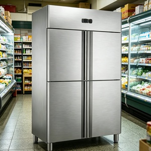 <span class=keywords><strong>Congélateur</strong></span> vertical mobile à <span class=keywords><strong>double</strong></span> température en acier inoxydable à 4 portes, classe énergétique A, adapté à la restauration - Product Image 1