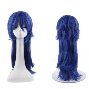 Peluca de Cosplay mejor calificada, peluca de fibra sintética resistente al calor estilo Anime azul largo - Product Image 1