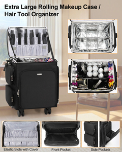 Nuova Valigia Trucco Relavel 4 in 1, Organizer per Cosmetici, Borsa <span class=keywords><strong>da</strong></span> <span class=keywords><strong>Viaggio</strong></span>, Valigia per Parrucchieri con Ruote a 360° °   Ruote Girevoli - Product Image 5
