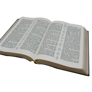 Personnalisé grand imprimé rond et carré dos anglais hébreu version multilingue KJV roi James chrétien sainte bible impression