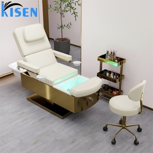 KISEN Lit de lavage capillaire électrique relevable avec massage, pour thérapie thaïlandaise, traitement du cuir chevelu, spa capillaire et shampoing, avec cuvette pour les pieds - Product Image 2