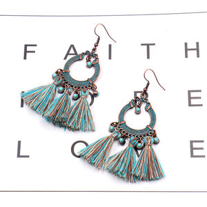 Bohemian Tassel <b>Drop</b> Earrings Alloy Antique <b>Bronze</b> Plated Women's Party Fashion Jewelry - Product Image 4