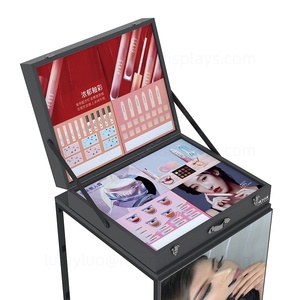 Estante de exhibición de piso cosmético portátil Soporte de metal combinado con escaparate plegable para tienda de belleza - Product Image 5
