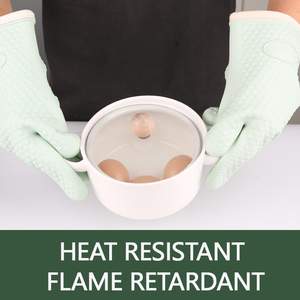 キッチンカラフルシリコンイージークリーン防水耐熱グリルオーブンミットベーキングキッチングローブ指で調理するため - Product Image 5