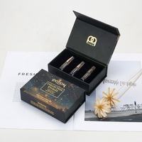 Boîte Cadeau Rigide en Carton Noir Personnalisée Logo Gaufré Or pour Bouteille de 100ml de Parfum, Huile Essentielle d'Oud et Attar
