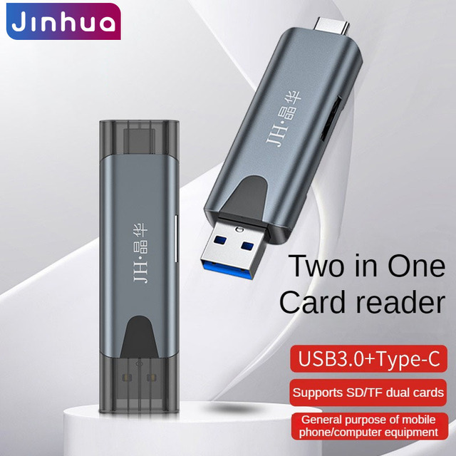 USB3.0+Type-C Card Reader 2-in-1 Camera SD Card Mobile Phone TF Memory Card High-speed Converter for Computer