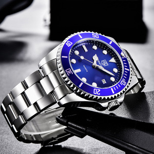 Benyar Men's Quartz Watch Blue Dial Stainless Steel Band Date Display Waterproof Luminous Analog BY-5223M - Product Image 2