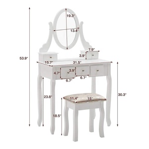 Coiffeuse simple en bois avec miroir - Product Image 2