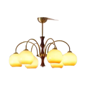 Lustre vintage pour salon, table à manger rétro américaine, lit, style Bauhaus, style chabi japonais, verre kaki, luminaire principal - Product Image 2