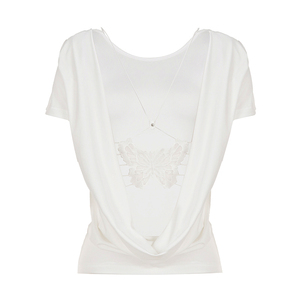 Blusa de Verano Casual Elegante de Punto Sólido con Estampado Digital, Transpirable, con Espalda Descubierta y Malla Calada, Manga Corta - Product Image 5