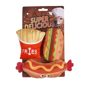 Luxe Piepend Kauwspeelgoed Op Maat Gemaakt Fastfood Lunchpakket Serie Knuffel Huisdier Speelgoed Hond Piepend Speelgoed Voor Huisdieren