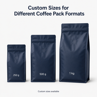 Bolsa de café personalizada al por mayor con fondo plano, válvula y cremallera para tostadores de café, marcas minoristas y envasado a granel de granos de café
